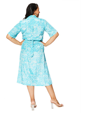 Aller Simplement Jurk turquoise/wit