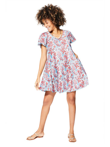 Aller Simplement Kleid in Hellblau/ Rot
