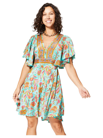 Aller Simplement Jurk turquoise/oranje