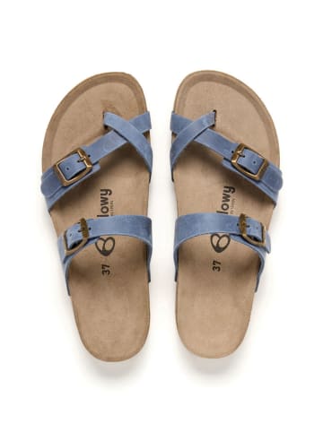 billowy Leren teenslippers lichtblauw