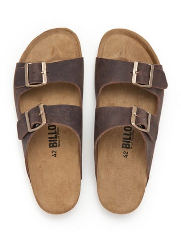 billowy Leder-Pantoletten in Braun