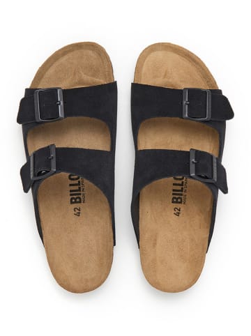 billowy Leder-Pantoletten in Schwarz