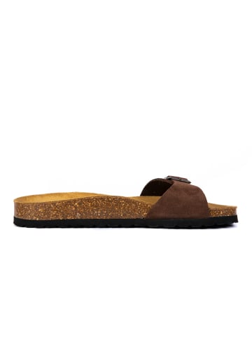 billowy Leren slippers donkerbruin