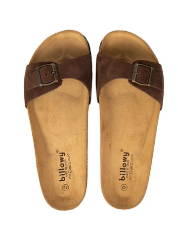 billowy Leren slippers donkerbruin