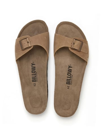 billowy Skórzane klapki w kolorze beżowym