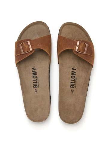 billowy Leren slippers lichtbruin