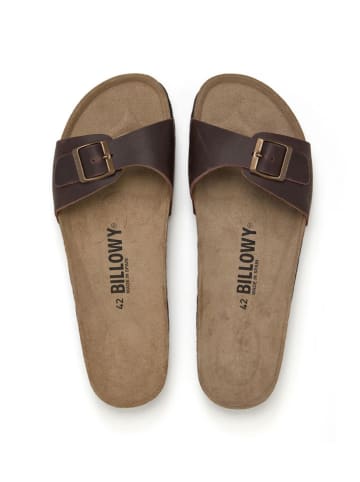 billowy Leren slippers bruin