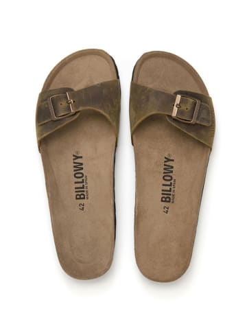 billowy Leder-Pantoletten in Braun