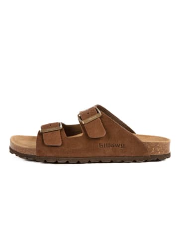 billowy Leder-Pantoletten in Braun