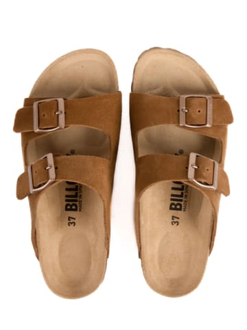 billowy Leren slippers lichtbruin