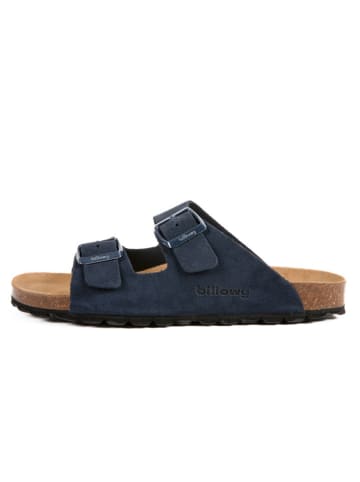 billowy Skórzane klapki w kolorze granatowym
