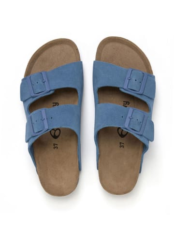 billowy Leren slippers blauw
