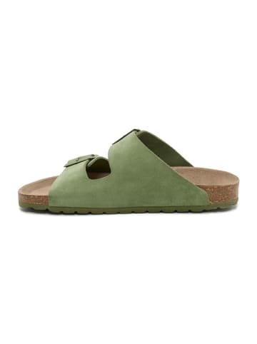 billowy Leren slippers groen