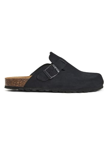 billowy Leder-Clogs in Schwarz