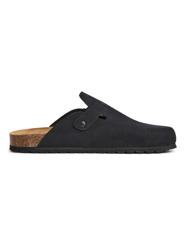 billowy Leder-Clogs in Schwarz