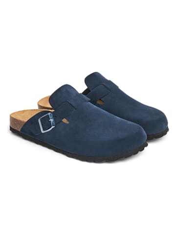 billowy Leder-Clogs in Dunkelblau