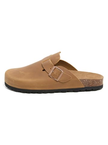 billowy Skórzane chodaki w kolorze jasnobrązowym