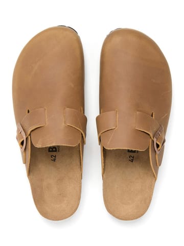 billowy Skórzane chodaki w kolorze jasnobrązowym