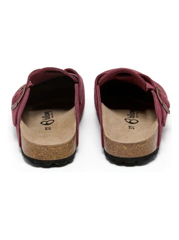 billowy Leder-Clogs in Pflaume