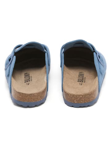 billowy Leder-Clogs in Blau