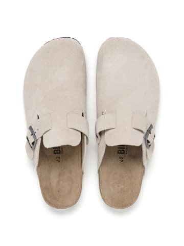 billowy Leder-Clogs in Beige