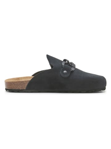 billowy Leder-Clogs in Schwarz