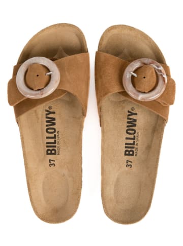billowy Leren slippers lichtbruin
