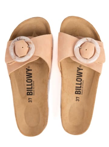 billowy Leder-Pantoletten in Rosa