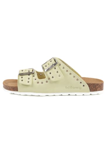 billowy Leren slippers lichtgroen