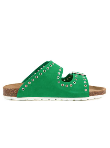 billowy Leren slippers groen