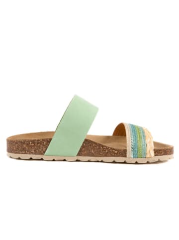 billowy Leren slippers groen