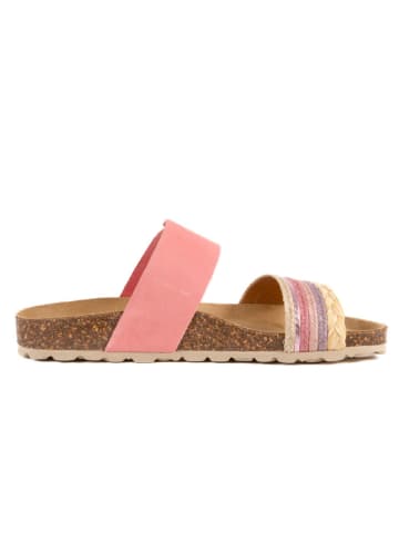 billowy Leder-Pantoletten in Pink