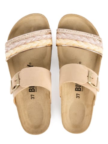 billowy Leder-Pantoletten in Rosa