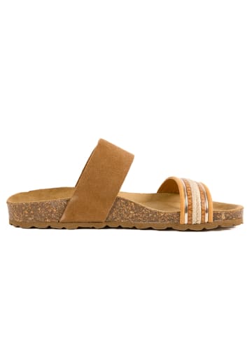 billowy Skórzane klapki w kolorze jasnobrązowym