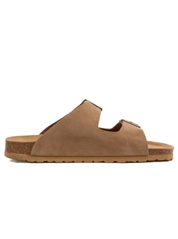 billowy Leren slippers bruin
