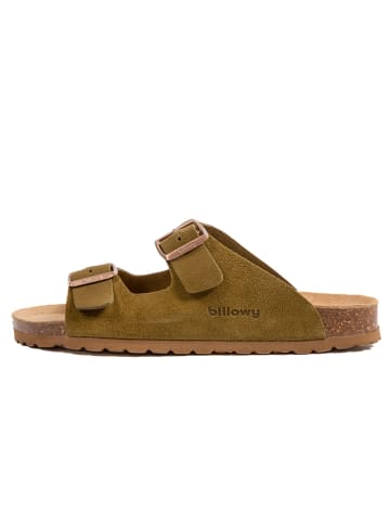 billowy Leren slippers kaki