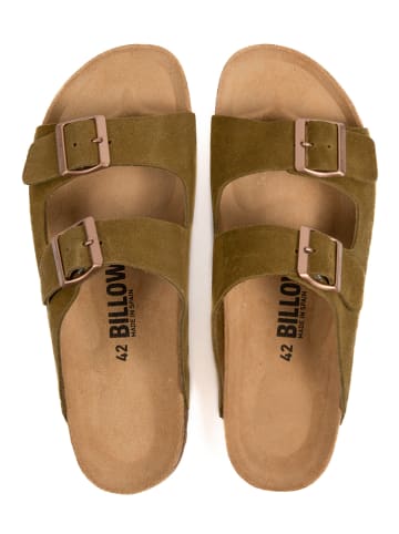 billowy Skórzane klapki w kolorze khaki