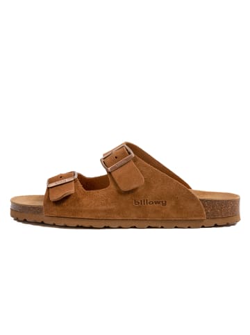 billowy Leren slippers lichtbruin