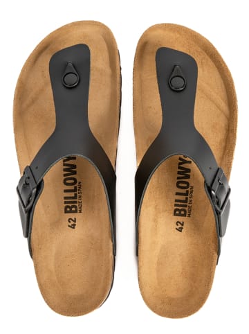 billowy Leder-Zehentrenner in Schwarz