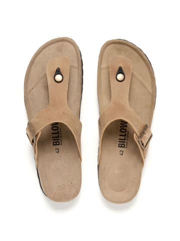 billowy Leder-Zehentrenner in Beige