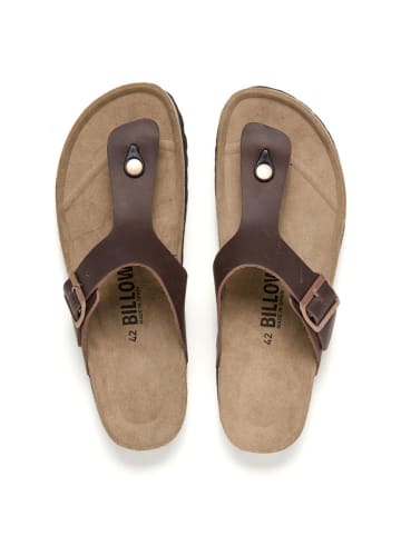 billowy Leren teenslippers bruin