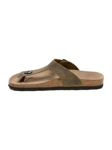 billowy Leren teenslippers bruin