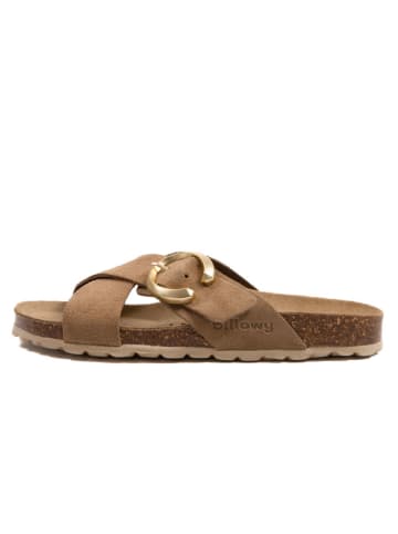 billowy Leren slippers bruin