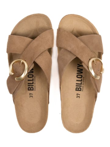 billowy Leren slippers bruin