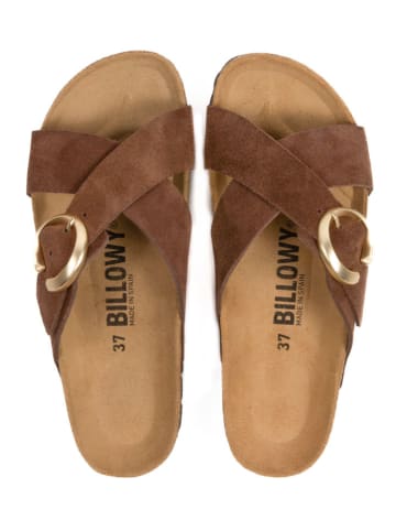 billowy Leder-Pantoletten in Braun