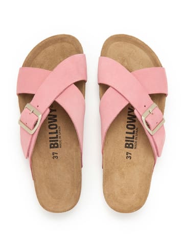 billowy Leder-Pantoletten in Rosa