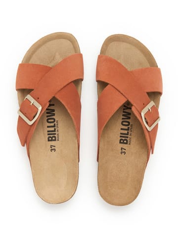 billowy Leder-Pantoletten in Orange