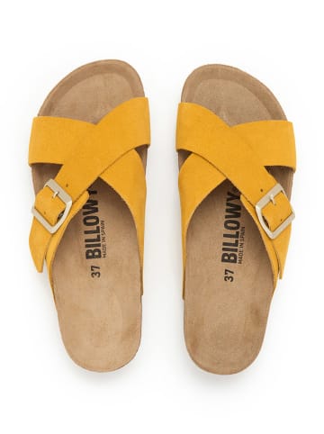 billowy Leren slippers geel