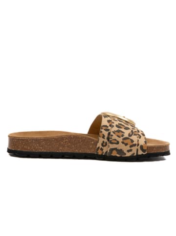 billowy Pantoletten in Braun/ Beige