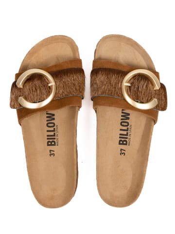 billowy Leren slippers lichtbruin